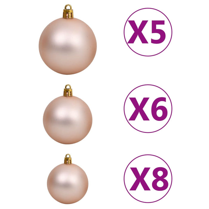 Albero di Natale Preilluminato con Palline Rosa in PVC