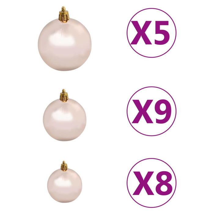 Albero di Natale Preilluminato con Palline Rosa in PVC