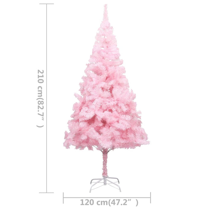 Albero di Natale Preilluminato con Palline Rosa in PVC