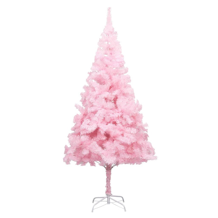 Albero di Natale Preilluminato con Palline Rosa in PVC