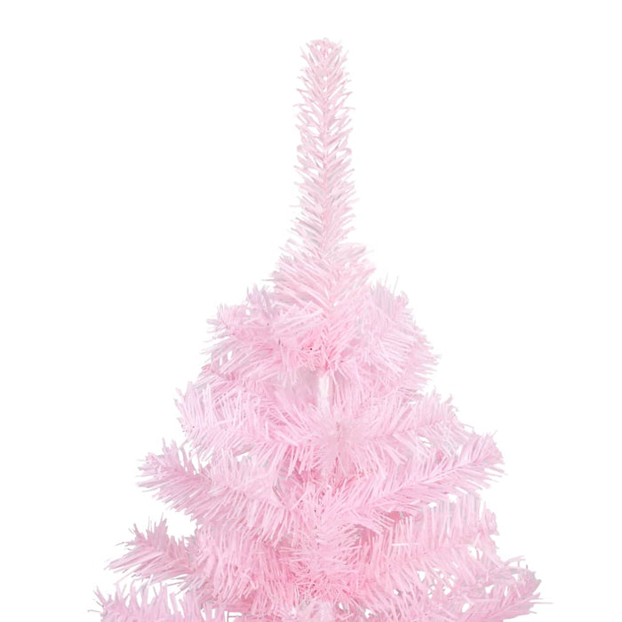 Albero di Natale Preilluminato con Palline Rosa in PVC