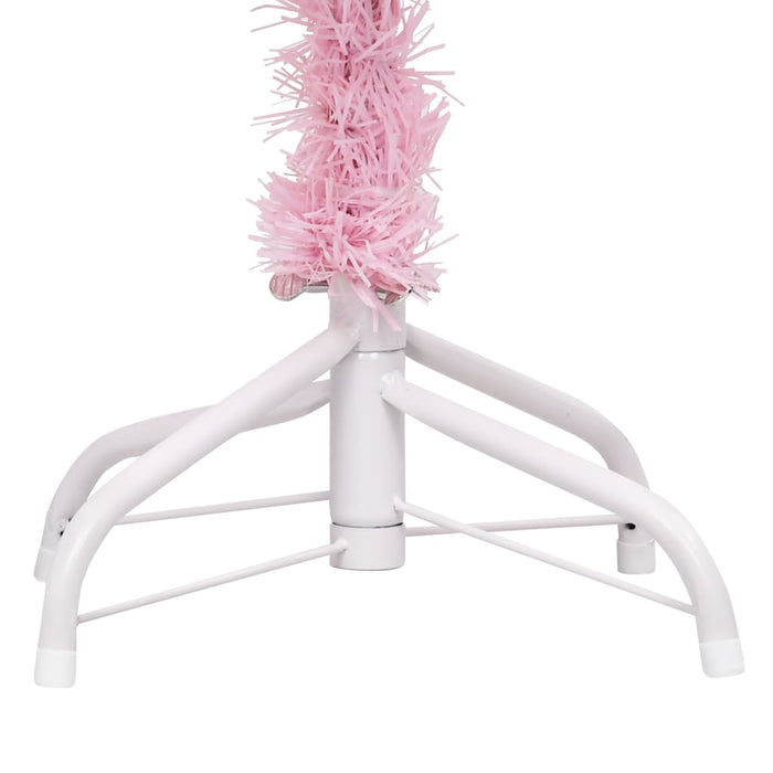 Albero di Natale Preilluminato con Palline Rosa in PVC