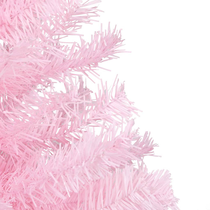 Albero di Natale Preilluminato con Palline Rosa in PVC