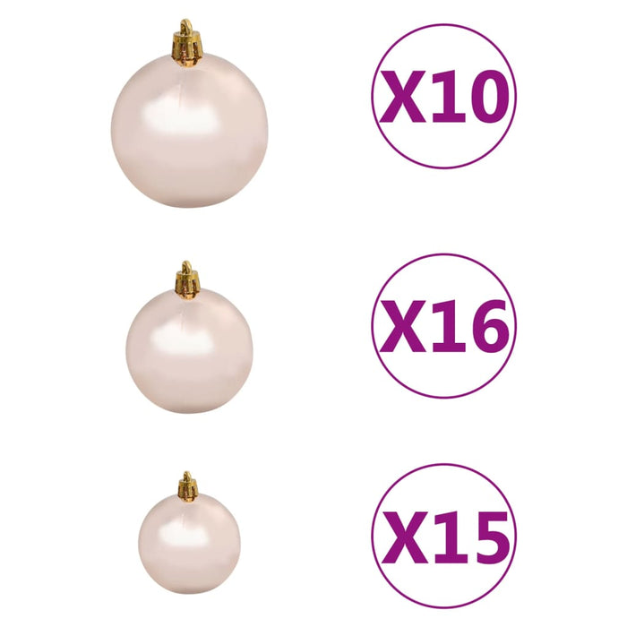 Albero di Natale Preilluminato con Palline Rosa in PVC