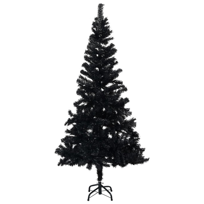 Albero di Natale Preilluminato con Palline Nero in PVC