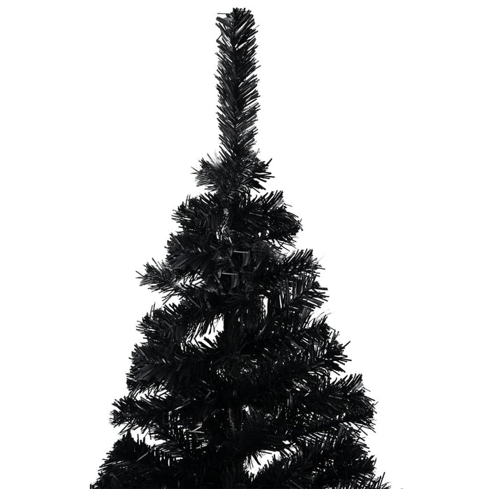 Albero di Natale Preilluminato con Palline Nero in PVC