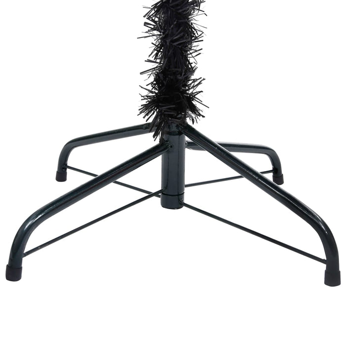 Albero di Natale Preilluminato con Palline Nero in PVC