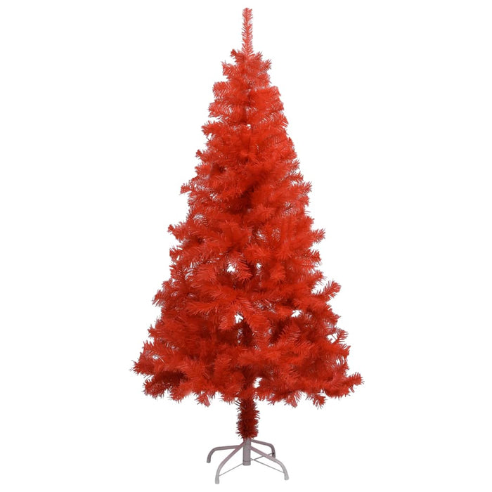 Albero di Natale Preilluminato Sottile con Palline Rosso 150 cm PVC