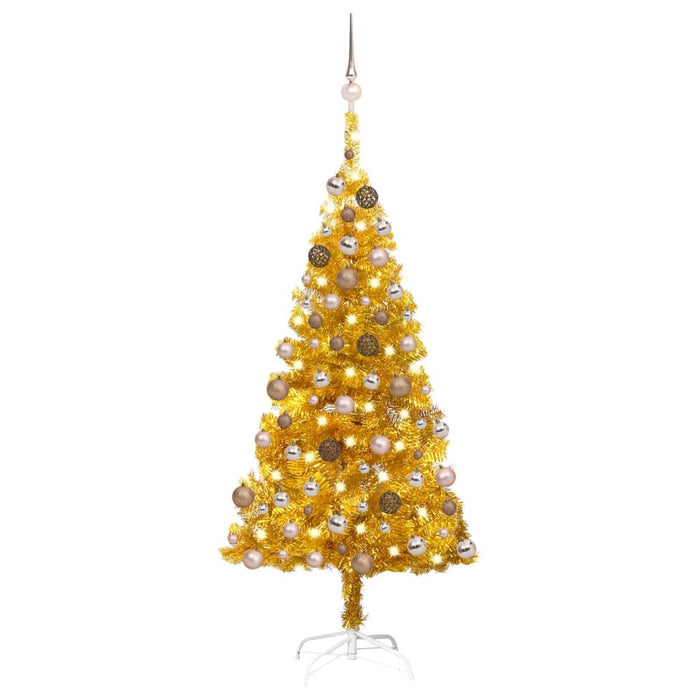 Albero di Natale Preilluminato con Palline Oro in diverse misure PET