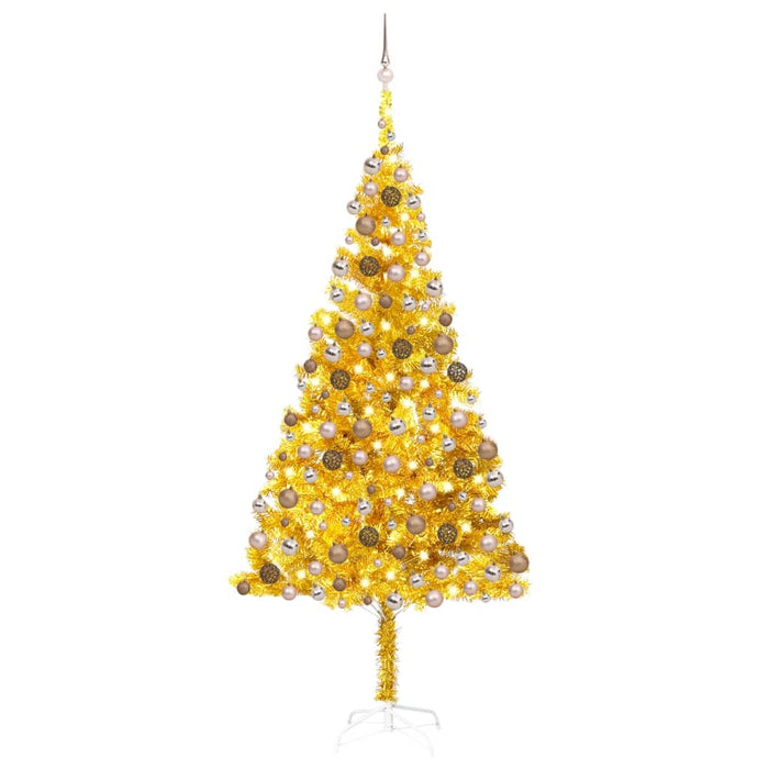 Albero di Natale Preilluminato con Palline Oro in diverse misure PET