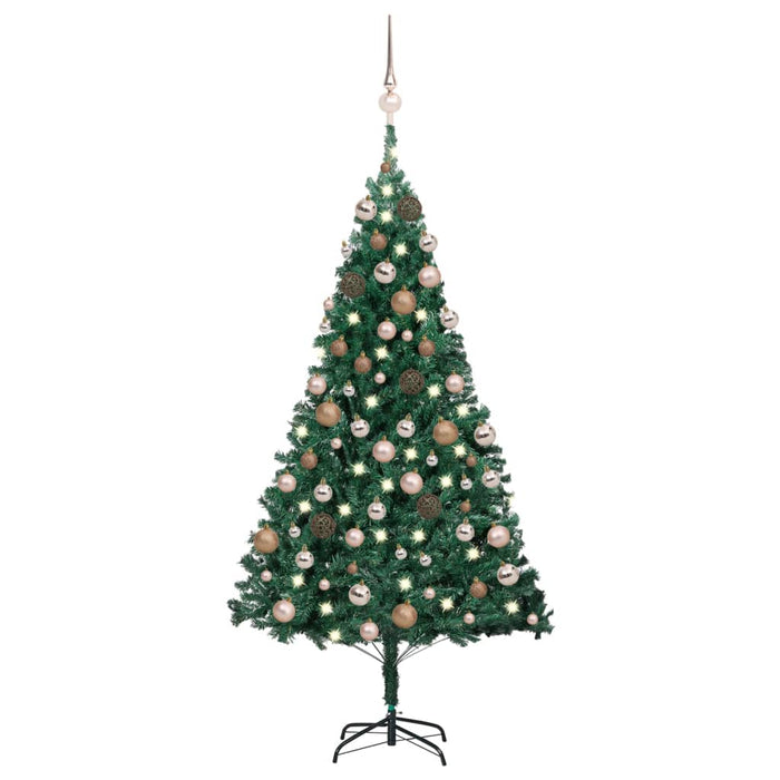 Albero di Natale Preilluminato con Palline Verde