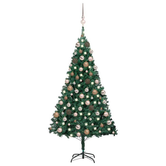 Albero di Natale Preilluminato con Palline Verde