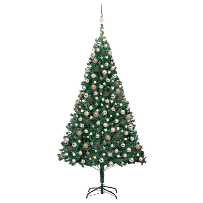 Albero di Natale Preilluminato con Palline Verde