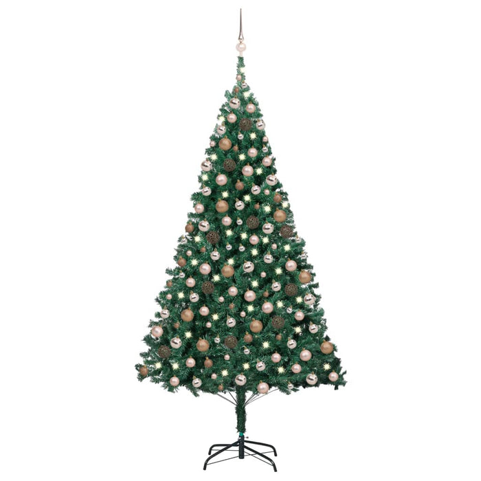 Albero di Natale Preilluminato con Palline Verde