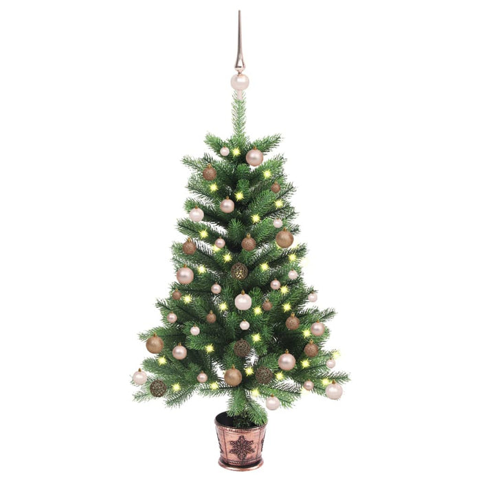 Albero di Natale Preilluminato con Palline Verde