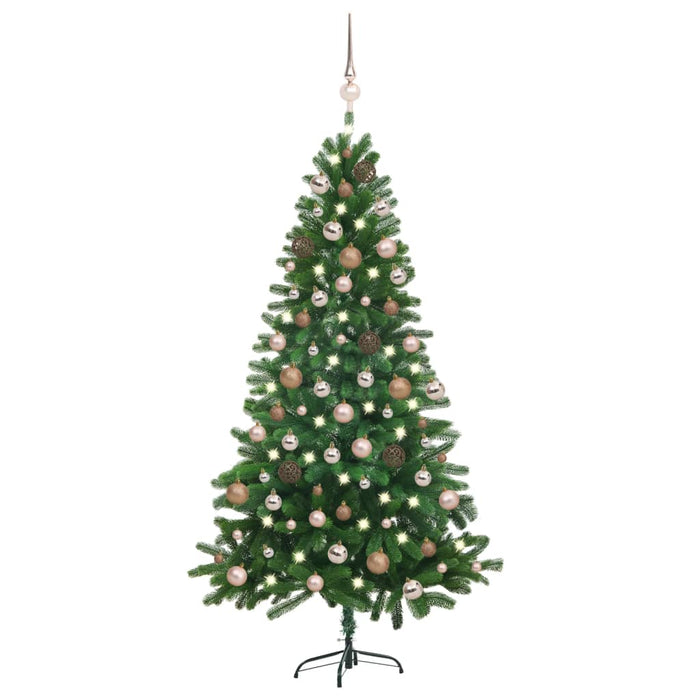 Albero di Natale Preilluminato con Palline Verde