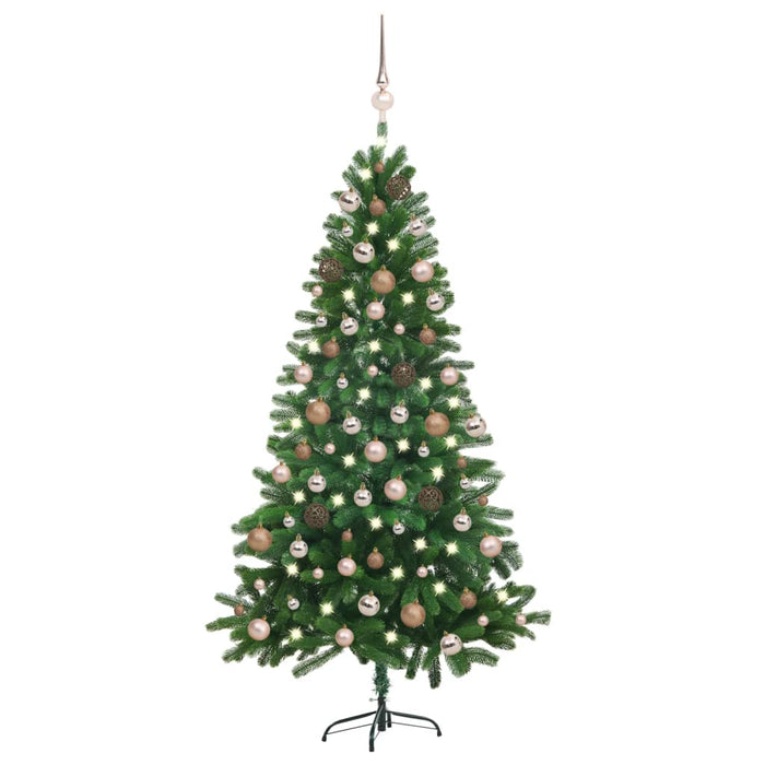 Albero di Natale Preilluminato con Palline Verde