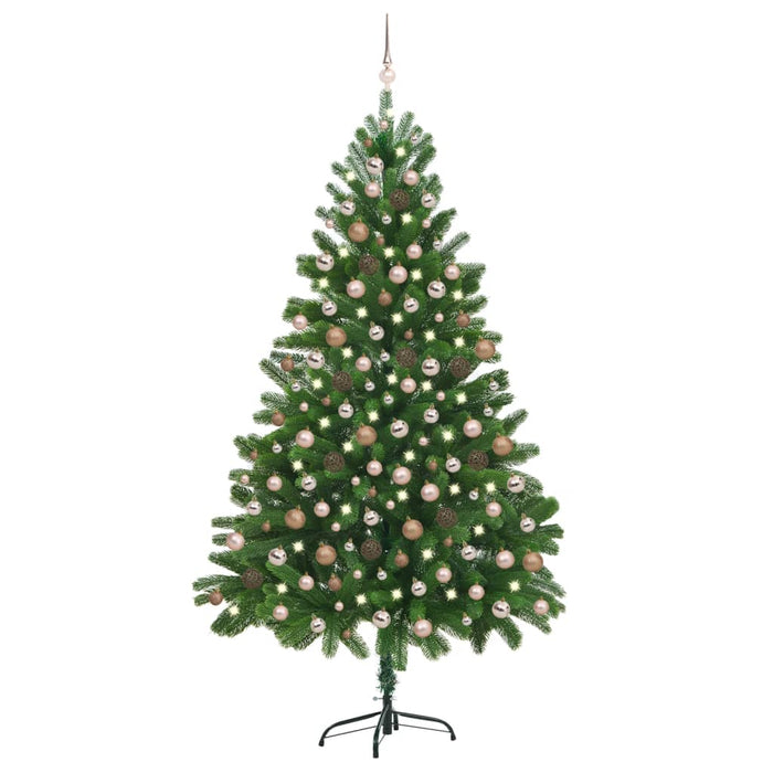 Albero di Natale Preilluminato con Palline Verde