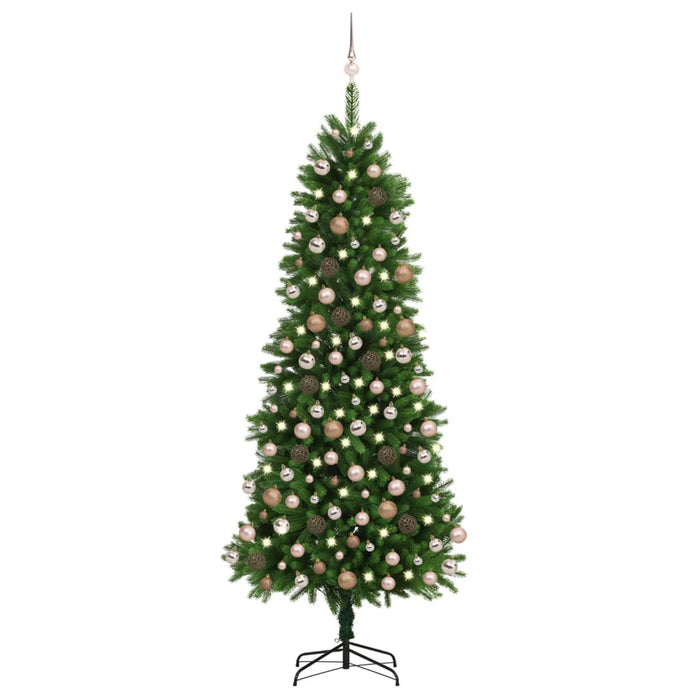 Albero di Natale Preilluminato con Palline Verde