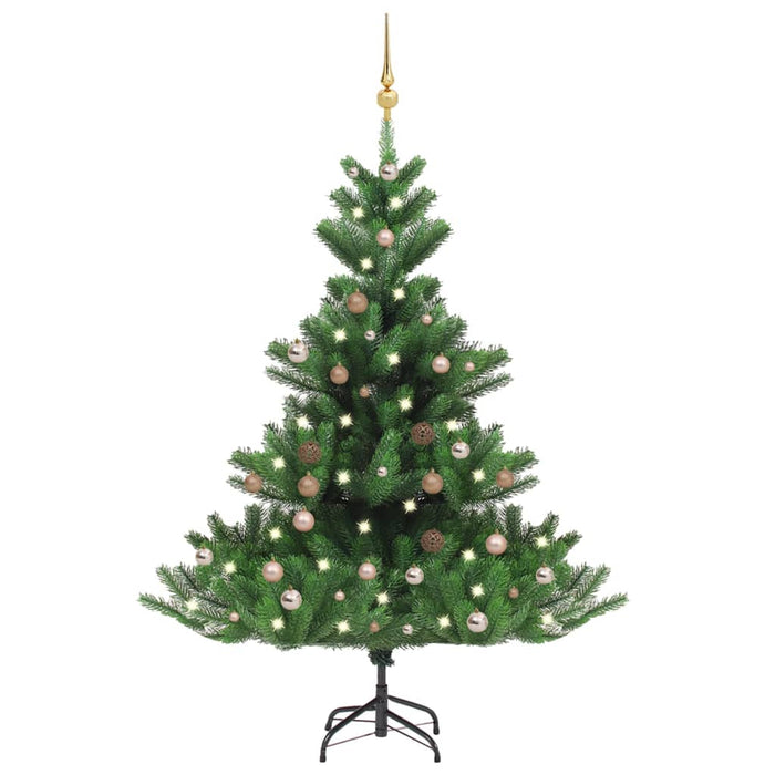 Albero Natale Artificiale Nordmann con LED e Palline Verde