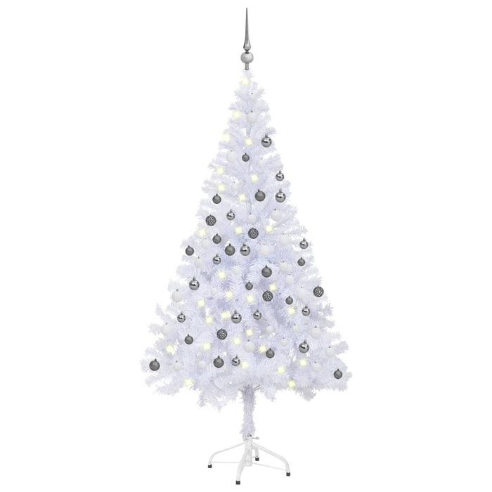 Albero di Natale Preilluminato con Palline e Rami Decorativi