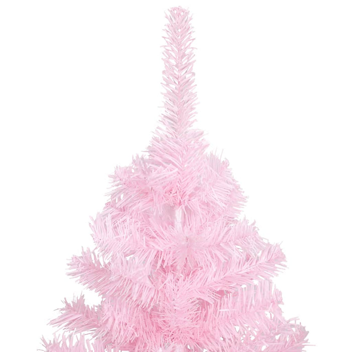 Albero di Natale Preilluminato con Palline Rosa in PVC