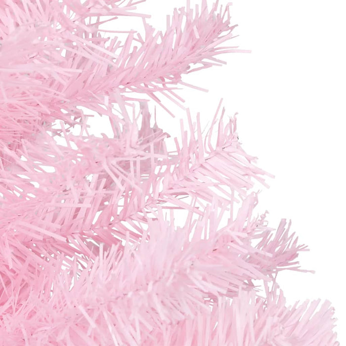 Albero di Natale Preilluminato con Palline Rosa in PVC