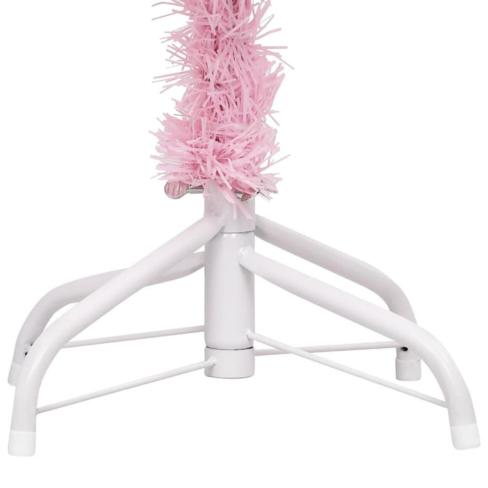 Albero di Natale Preilluminato con Palline Rosa in PVC