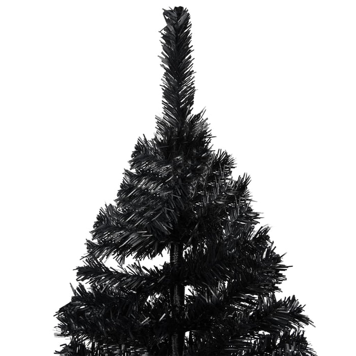 Albero di Natale Preilluminato con Palline Nero in PVC