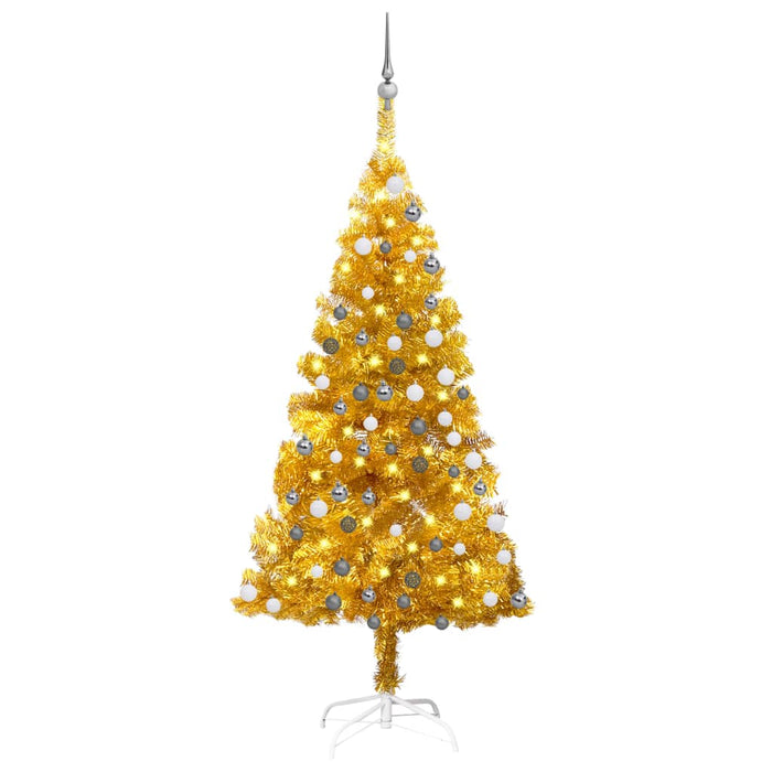 Albero di Natale Preilluminato con Palline Oro in diverse misure PET