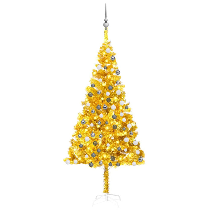 Albero di Natale Preilluminato con Palline Oro in diverse misure PET