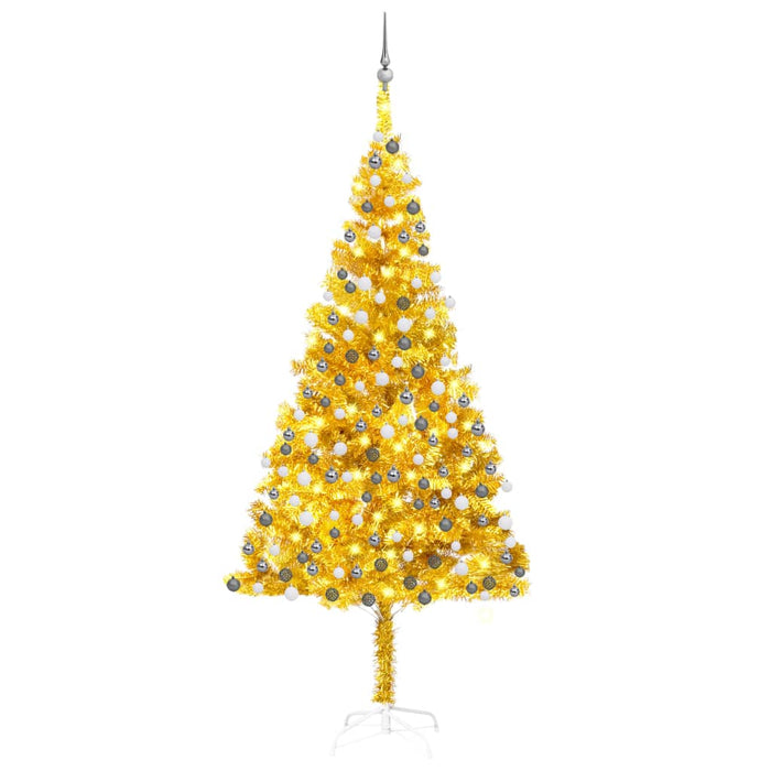 Albero di Natale Preilluminato con Palline Oro in diverse misure PET