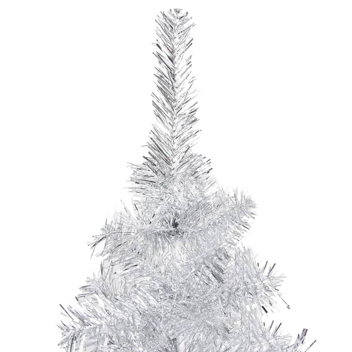 Albero di Natale Preilluminato con Palline Argento in PET