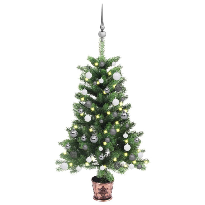 Albero di Natale Preilluminato con Palline Verde