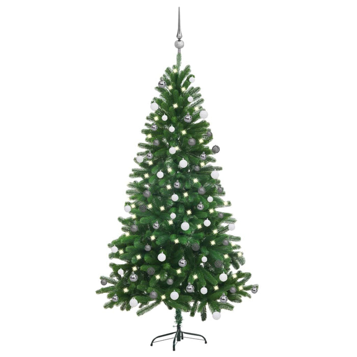 Albero di Natale Preilluminato con Palline Verde