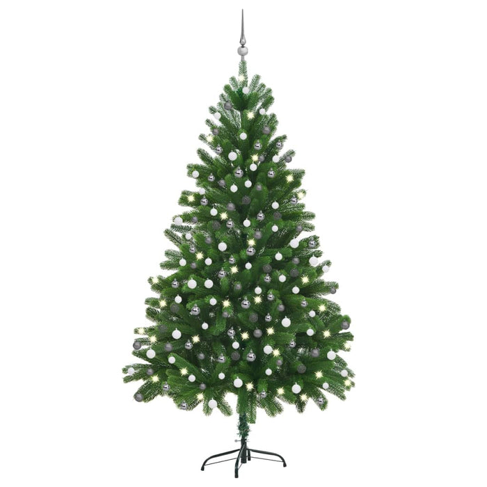 Albero di Natale Preilluminato con Palline Verde