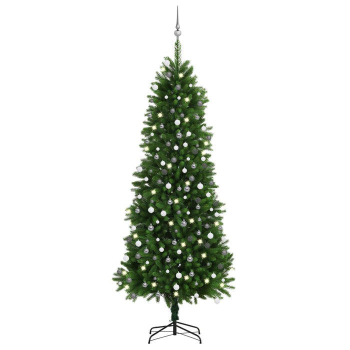 Albero di Natale Preilluminato con Palline Verde