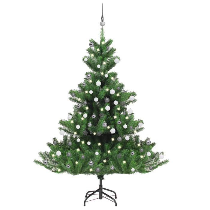 Albero Natale Artificiale Nordmann con LED e Palline Verde