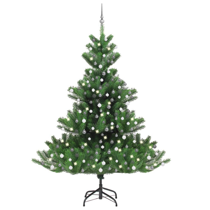 Albero Natale Artificiale Nordmann con LED e Palline Verde