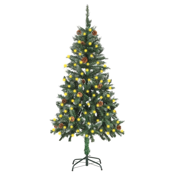 Albero di Natale Artificiale Preilluminato con Pigne