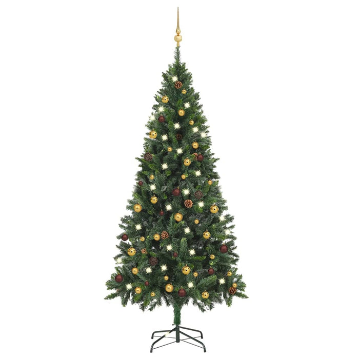 Albero di Natale Preilluminato con Palline Verde