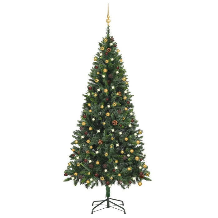 Albero di Natale Preilluminato con Palline Verde