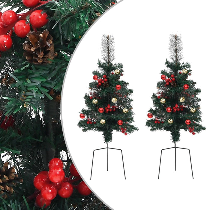 Alberi di Natale Artificiale per Viali 2 pz in PVC con LED