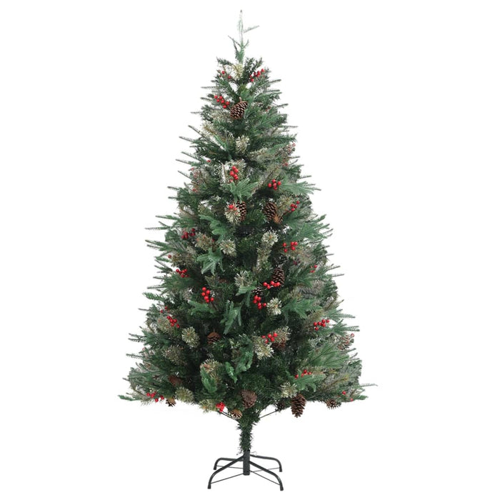 Albero di Natale con Pigne Verde e Bianco in PVC e PE Artificiale