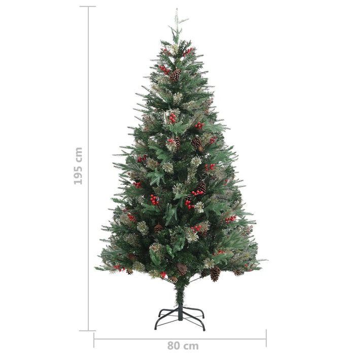 Albero di Natale con Pigne Verde e Bianco in PVC e PE Artificiale