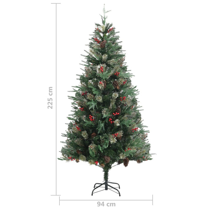 Albero di Natale con Pigne Verde e Bianco in PVC e PE Artificiale