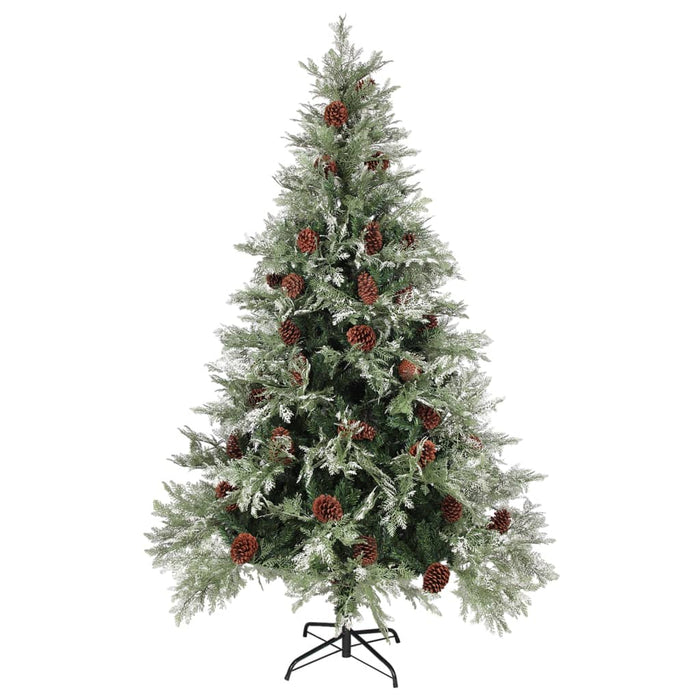 Albero di Natale con Pigne Verde e Bianco in PVC e PE Artificiale