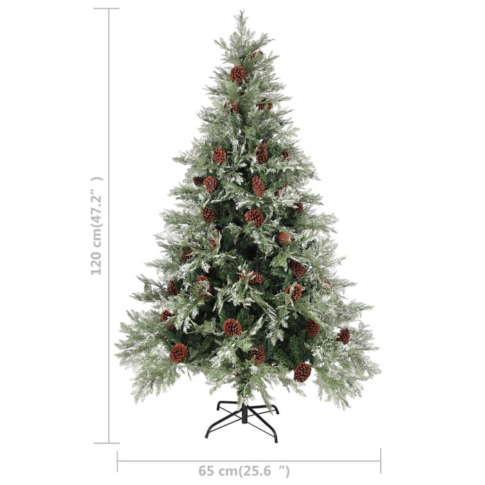 Albero di Natale con Pigne Verde e Bianco in PVC e PE Artificiale