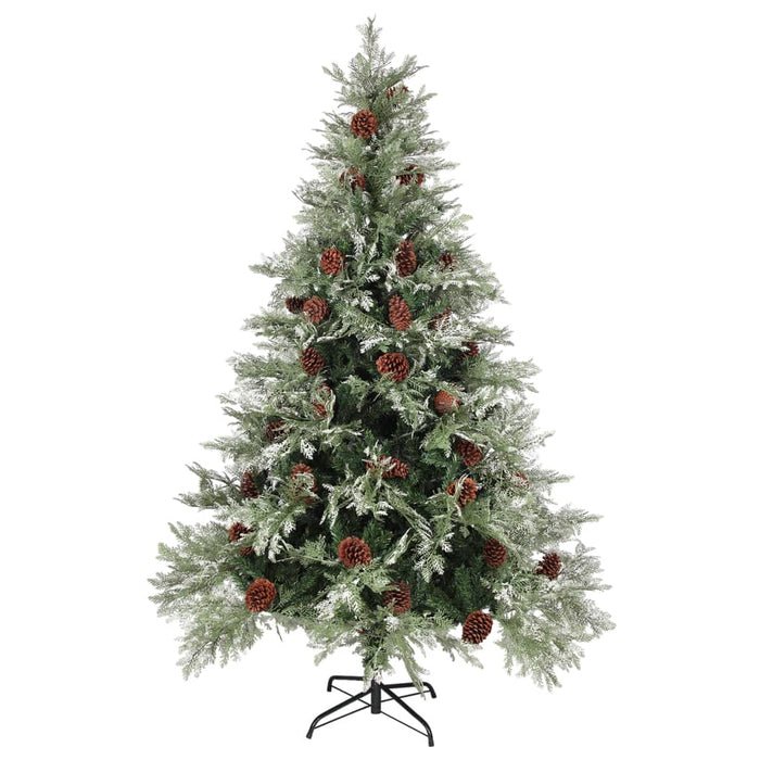 Albero di Natale con Pigne Verde e Bianco in PVC e PE Artificiale