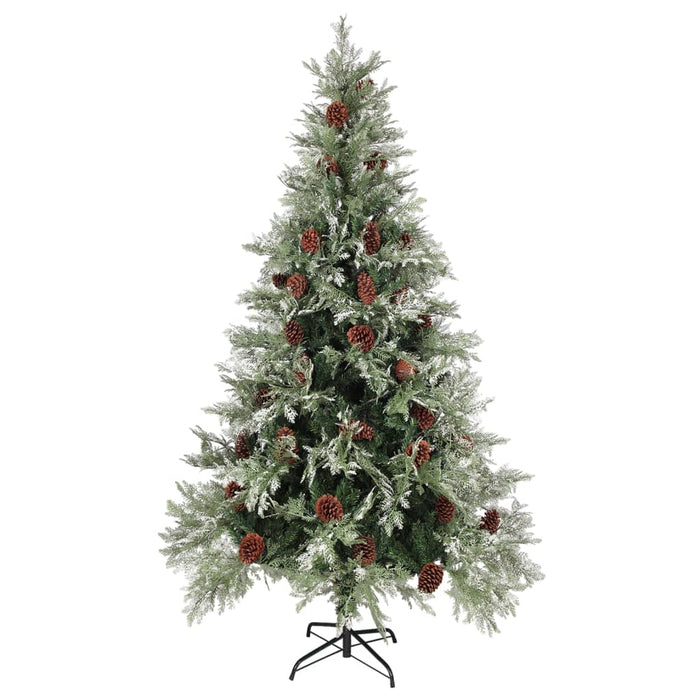 Albero di Natale con Pigne Verde e Bianco in PVC e PE Artificiale